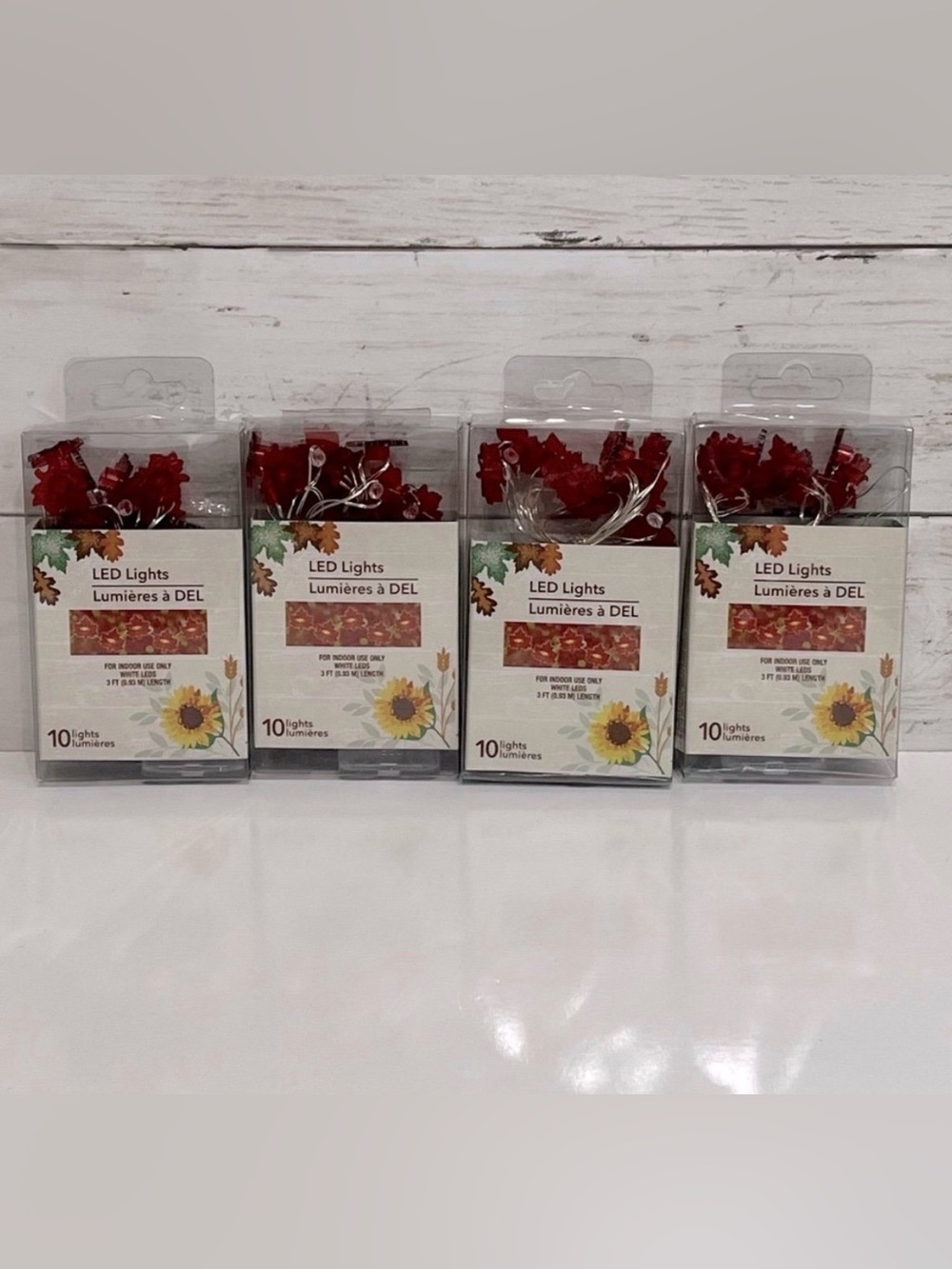NWT 4 Sets Harvest Themed Autumn Leaves Colored Lights, 3 ft. Strand